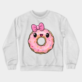 Cute pink donut with a bow Crewneck Sweatshirt